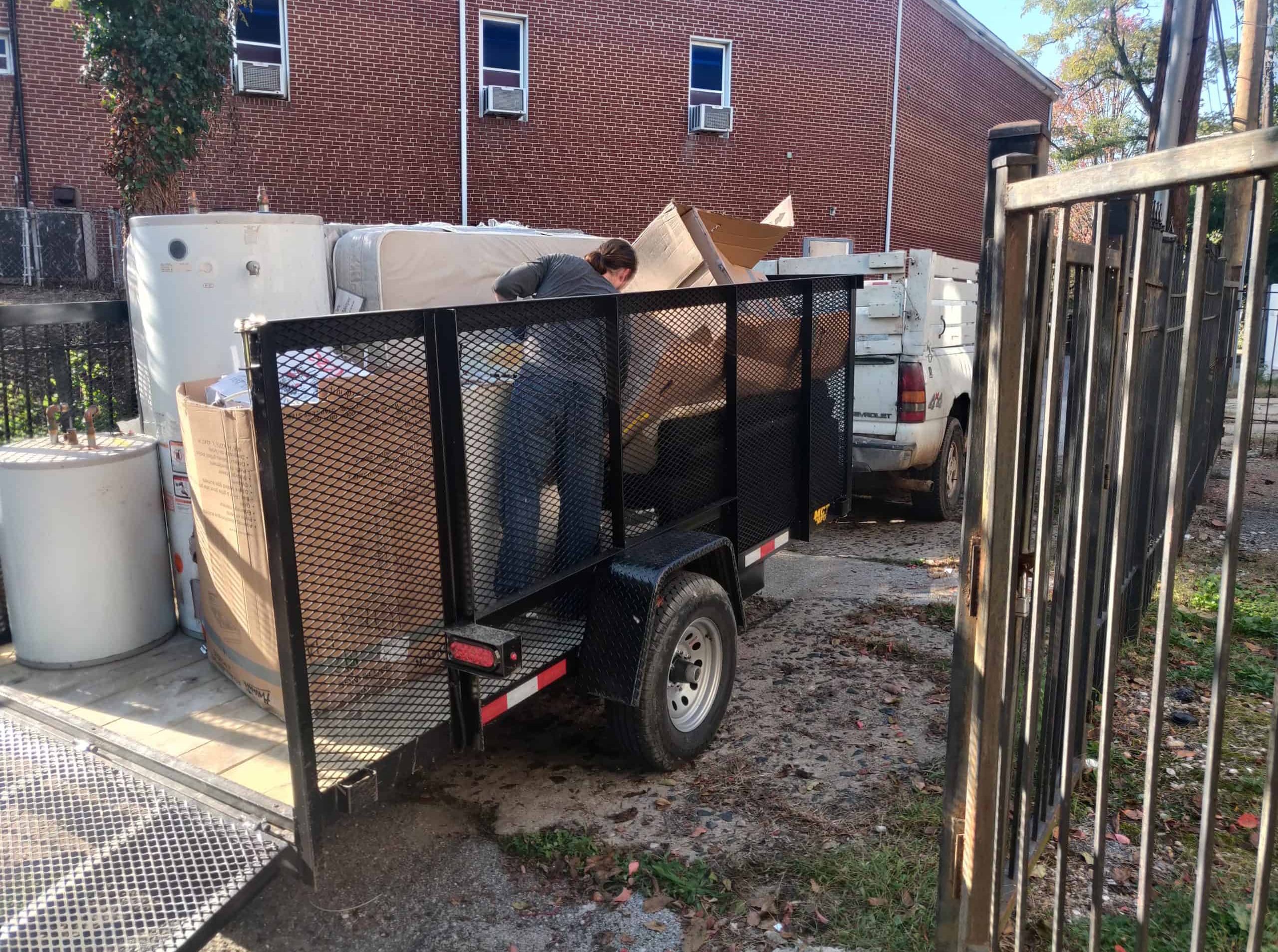 Loading junk removal trailer